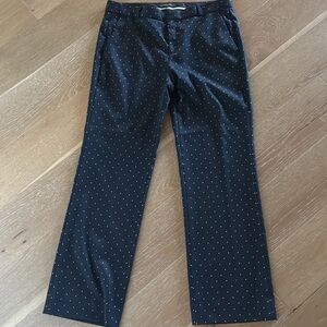 BANANA REPUBLIC Polka Dot Logan Fit Pants Womens 14 Navy dot Straight leg Career